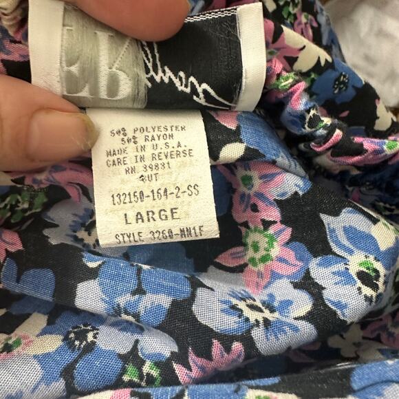 Vintage 1980s FR Sport Rayon Blend Floral Midi Skirt LArge - Picture 7 of 8